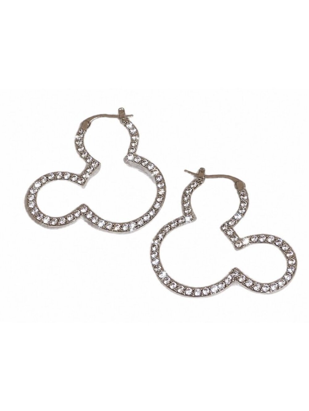 Sparkling Silver Mouse Head Hoop Earrings